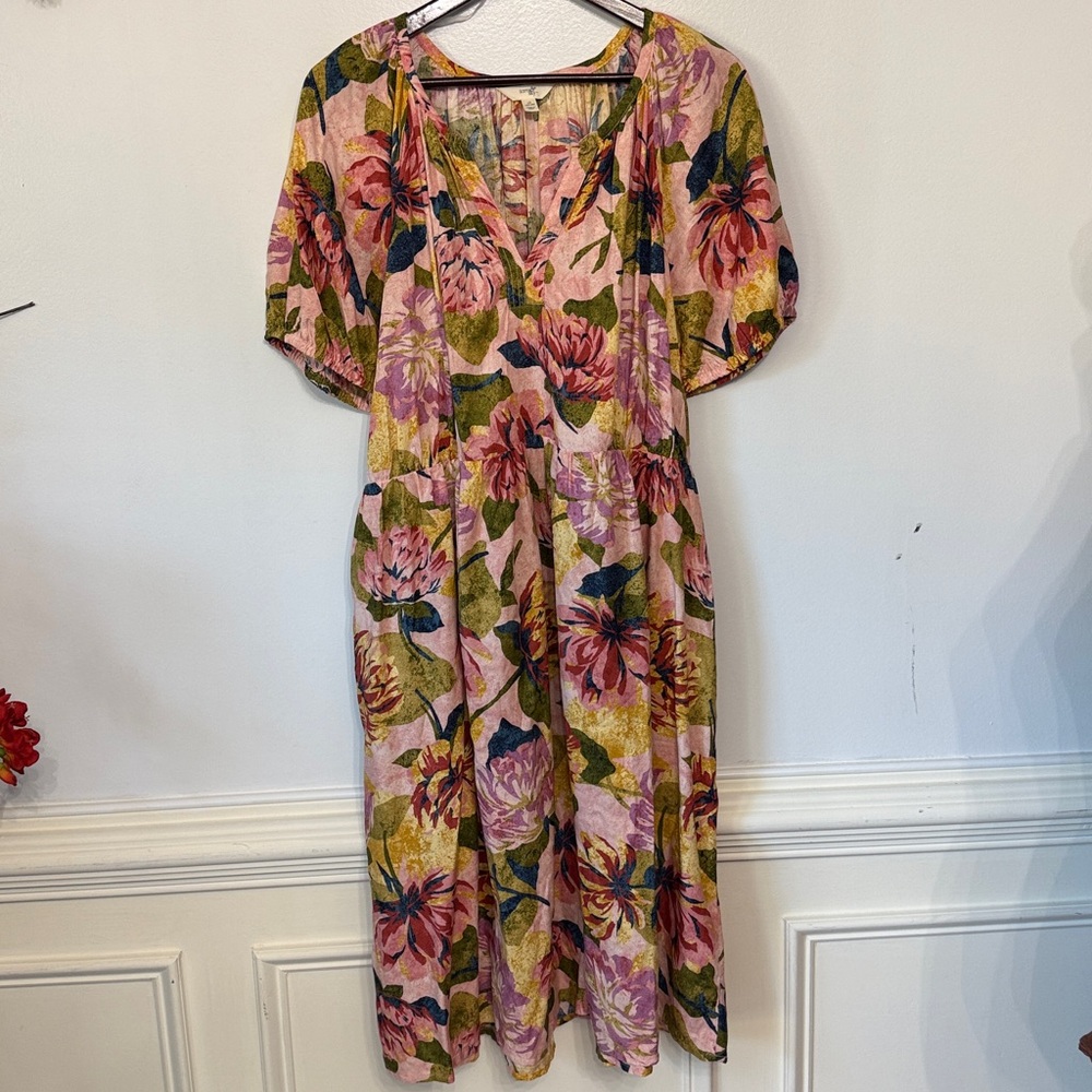 NWOT Terra & Sky Floral Pink Short Sleeve Dress 1X